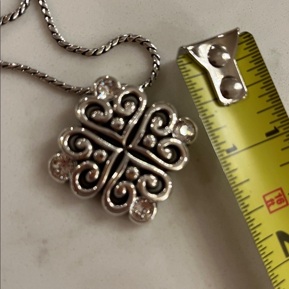 Retired Brighton alcazar bejeweled heart pendant chain silver plated - Picture 8 of 11